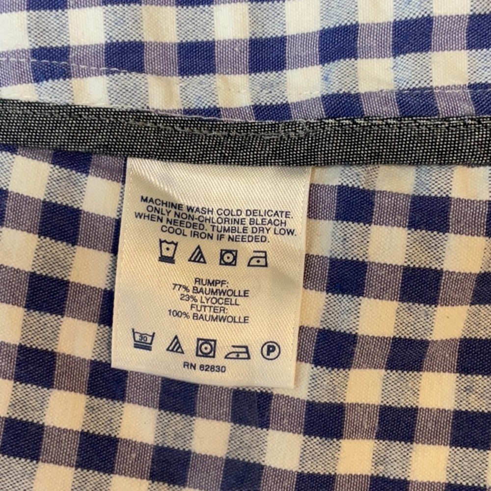Lands End Gingham Blue White Check Blazer Cotton Blend Size 16 - Picture 6 of 12